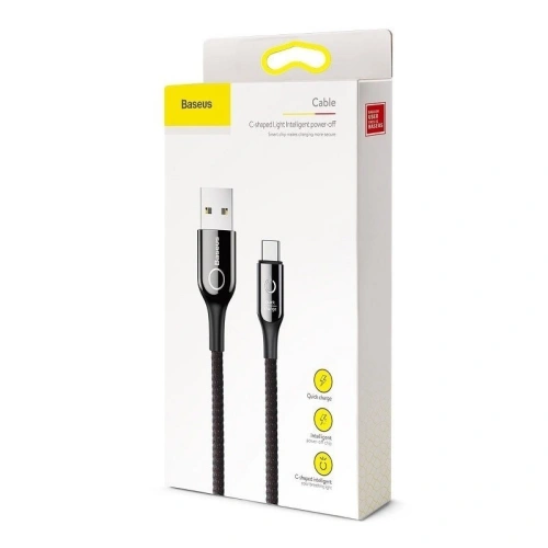 Kup Kabel USB-C z diodą LED Baseus C-shaped QC 3.0 1m (czarny) - BSU376BLK - {ean13} - Sklep Home Screen