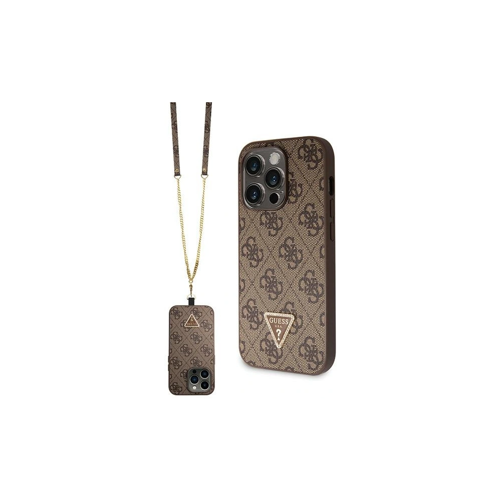 Etui Guess GUHCP15LP4TDSCPW Apple iPhone 15 Pro hardcase Crossbody 4G Metal Logo brązowy/brown