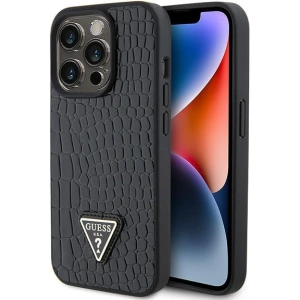 Etui Guess GUHCP15LPCRTHCK Apple iPhone 15 Pro hardcase Croco Triangle Metal Logo czarny/black