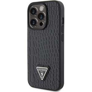 Etui Guess GUHCP15LPCRTHCK Apple iPhone 15 Pro hardcase Croco Triangle Metal Logo czarny/black