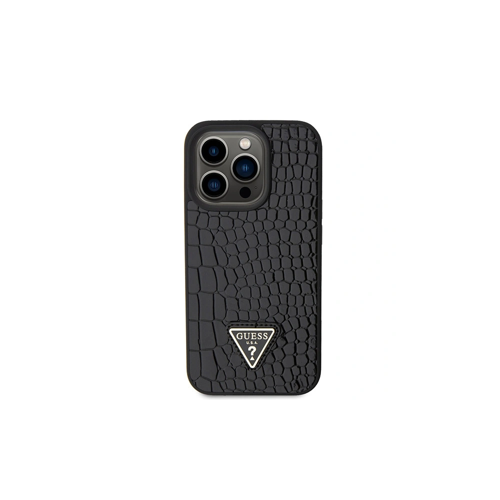 Etui Guess GUHCP15LPCRTHCK Apple iPhone 15 Pro hardcase Croco Triangle Metal Logo czarny/black