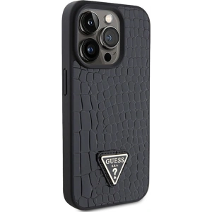 Etui Guess GUHCP15LPCRTHCK Apple iPhone 15 Pro hardcase Croco Triangle Metal Logo czarny/black