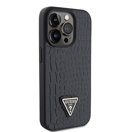 Kup Etui Guess GUHCP15LPCRTHCK Apple iPhone 15 Pro hardcase Croco Triangle Metal Logo černý/black - GUE2903 - {ean13} - Sklep Home Screen