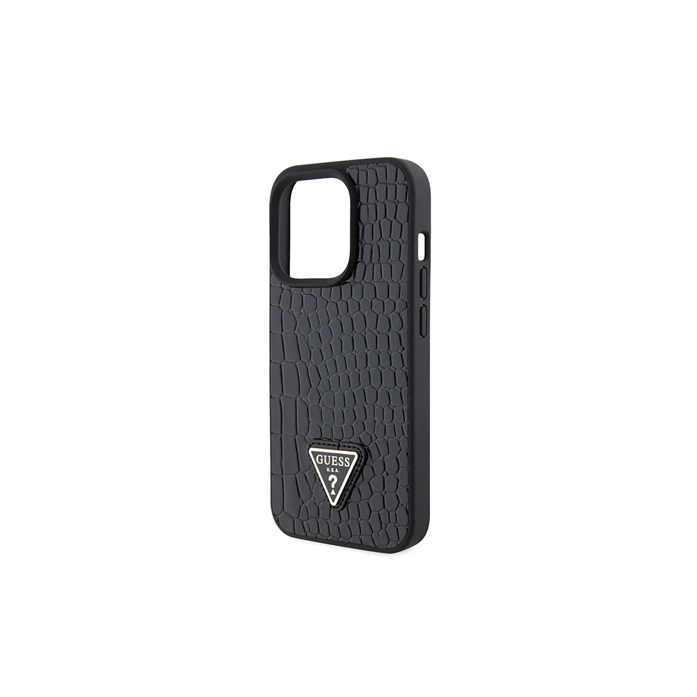 Etui Guess GUHCP15LPCRTHCK Apple iPhone 15 Pro hardcase Croco Triangle Metal Logo czarny/black
