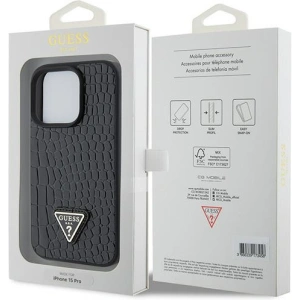 Etui Guess GUHCP15LPCRTHCK Apple iPhone 15 Pro hardcase Croco Triangle Metal Logo czarny/black