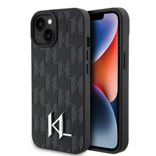 Kup Case Karl Lagerfeld KLHCP15SPKLPKLK Apple iPhone 15 Hardcase Leder Monogram Heißpräge Metalllogo schwarz/black - KLD1711 - {ean13} - Sklep Home Screen