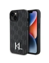 Etui Karl Lagerfeld KLHCP15SPKLPKLK Apple iPhone 15 kemény tok Bőr Monogram Forró bélyegzés Fém logó fekete/black
