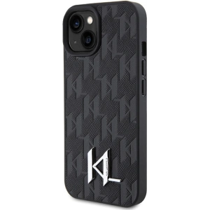 Etui Karl Lagerfeld KLHCP15SPKLPKLK Apple iPhone 15 hardcase Leather Monogram Hot Stamp Metal Logo czarny/black