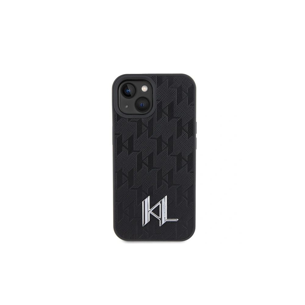 Etui Karl Lagerfeld KLHCP15SPKLPKLK Apple iPhone 15 hardcase Leather Monogram Hot Stamp Metal Logo czarny/black