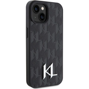 Etui Karl Lagerfeld KLHCP15SPKLPKLK Apple iPhone 15 hardcase Leather Monogram Hot Stamp Metal Logo czarny/black