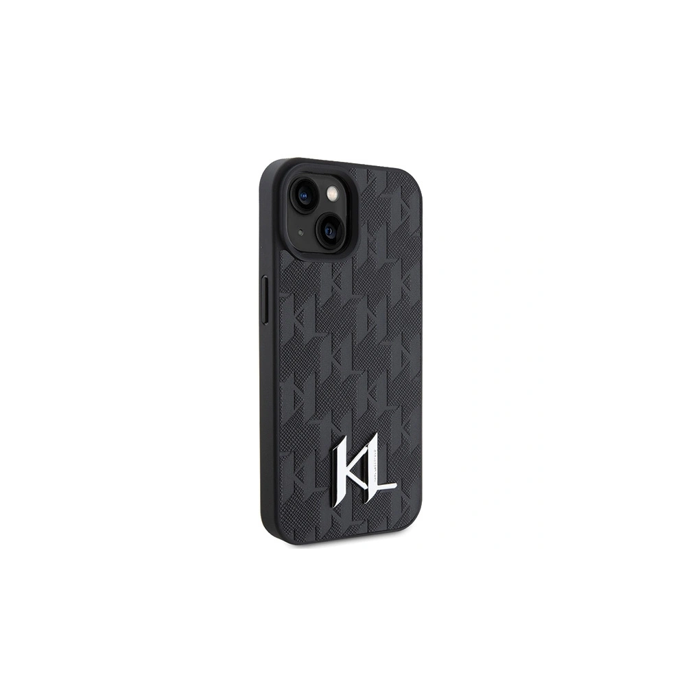 Etui Karl Lagerfeld KLHCP15SPKLPKLK Apple iPhone 15 hardcase Leather Monogram Hot Stamp Metal Logo czarny/black