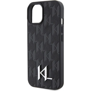 Etui Karl Lagerfeld KLHCP15SPKLPKLK Apple iPhone 15 hardcase Leather Monogram Hot Stamp Metal Logo czarny/black