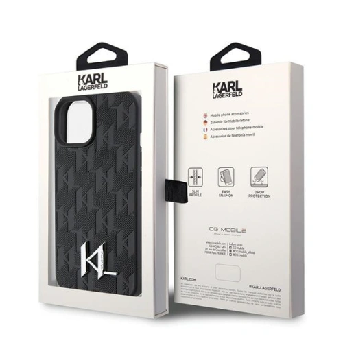 Kup Case Karl Lagerfeld KLHCP15SPKLPKLK Apple iPhone 15 Hardcase Leder Monogram Heißpräge Metalllogo schwarz/black - KLD1711 - {ean13} - Sklep Home Screen