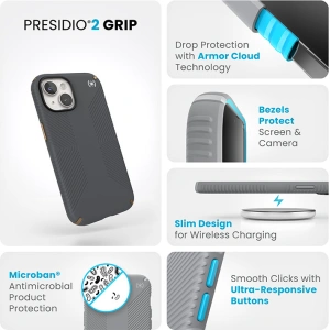 Etui Speck Presidio2 Grip Apple iPhone 15 (Charcoal Grey/Cool Bronze/White)