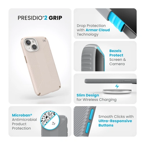 Kup Etui Speck Presidio2 Grip Apple iPhone 15 (Bleached Bone/Heirloom Gold/Hazel Brown) - SPK495 - {ean13} - Sklep Home Screen