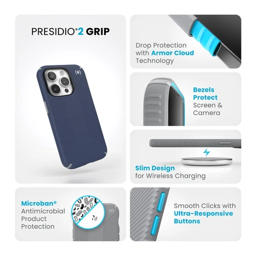 Kup Etui Speck Presidio2 Grip Apple iPhone 15 Pro (Coastal Blue/Dustgrey/White) - SPK497 - {ean13} - Sklep Home Screen