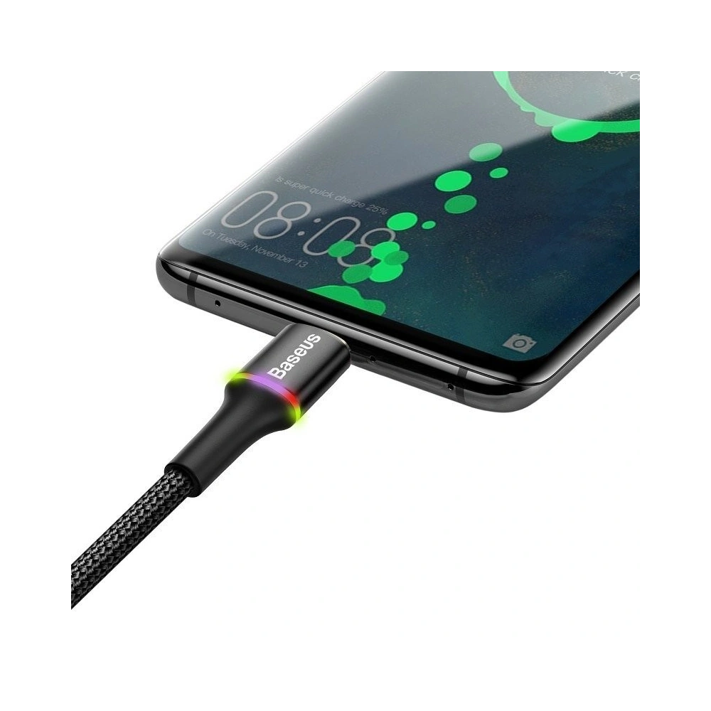 Kabel USB-C z podświetleniem LED Baseus Halo 3A 0,5m (czarny)