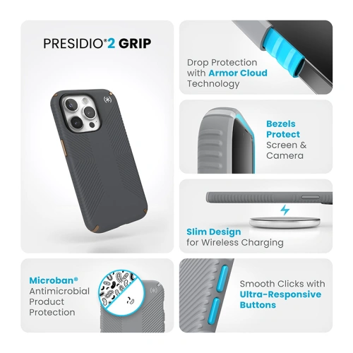 Kup Etui Speck Presidio2 Grip Apple iPhone 15 Pro (Charcoal Grey/Cool Bronze/White) - SPK498 - {ean13} - Sklep Home Screen
