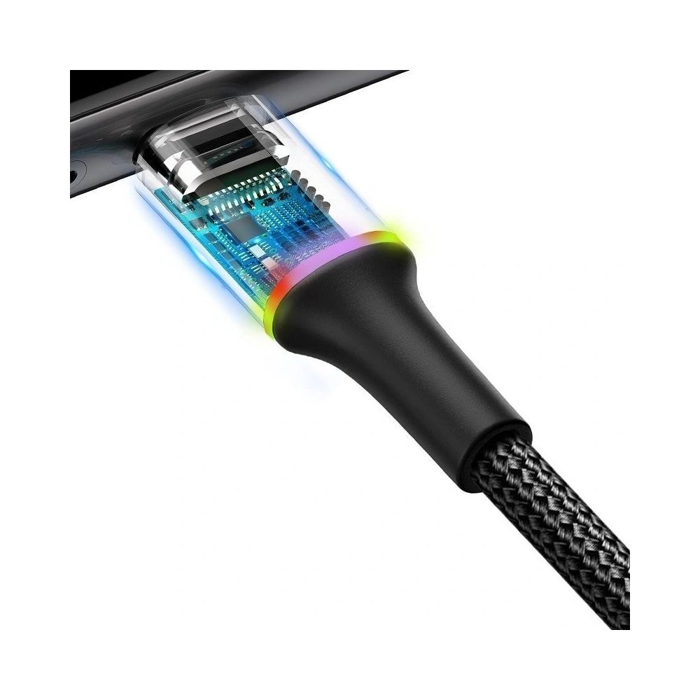 Kabel USB-C z podświetleniem LED Baseus Halo 3A 0,5m (czarny)
