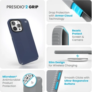 Buy Speck Presidio2 Grip Apple iPhone 15 Pro Max (Coastal Blue/Dustgrey/White) - SPK501 - {ean13} - Home Screen Store Europe