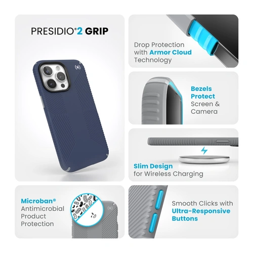 Kup Etui Speck Presidio2 Grip Apple iPhone 15 Pro Max (Coastal Blue/Dustgrey/White) - SPK501 - {ean13} - Sklep Home Screen