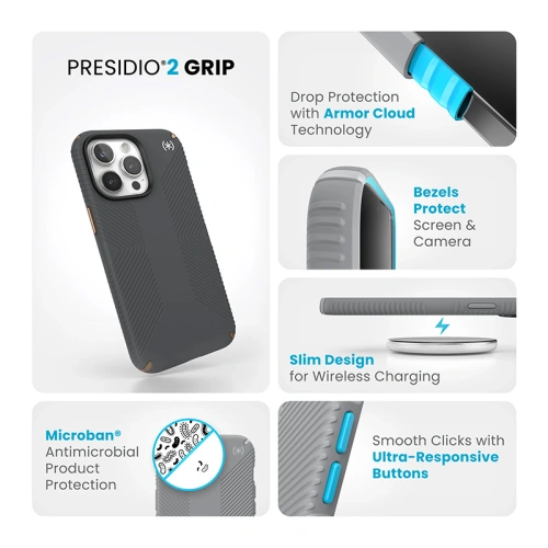 Buy Speck Presidio2 Grip Apple iPhone 15 Pro Max (Charcoal Grey/Cool Bronze/White) - SPK502 - {ean13} - Home Screen Store Europe