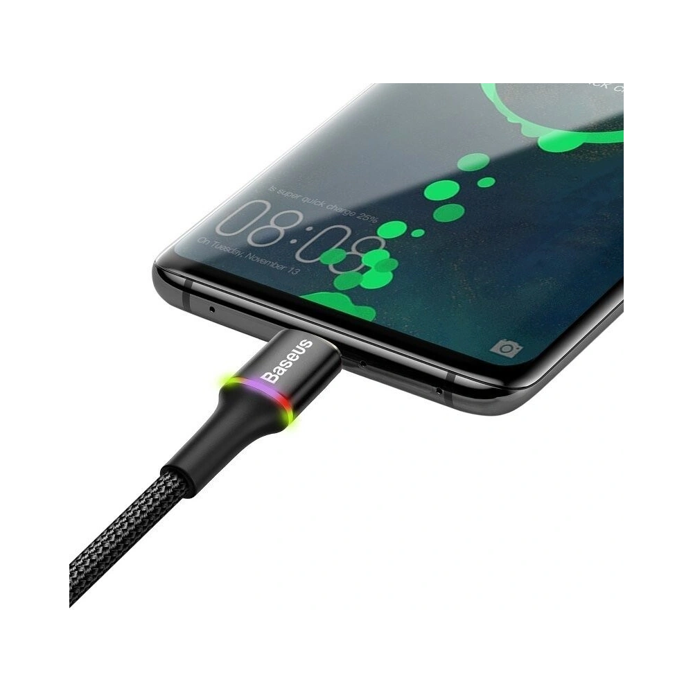 Kabel USB-C z podświetleniem LED Baseus Halo 3A 1m (czarny)
