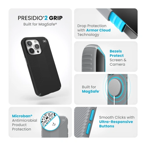 Kup Etui Speck Presidio2 Grip MagSafe Apple iPhone 15 Pro (Černá/Šedá/Bílá) - SPK506 - {ean13} - Sklep Home Screen