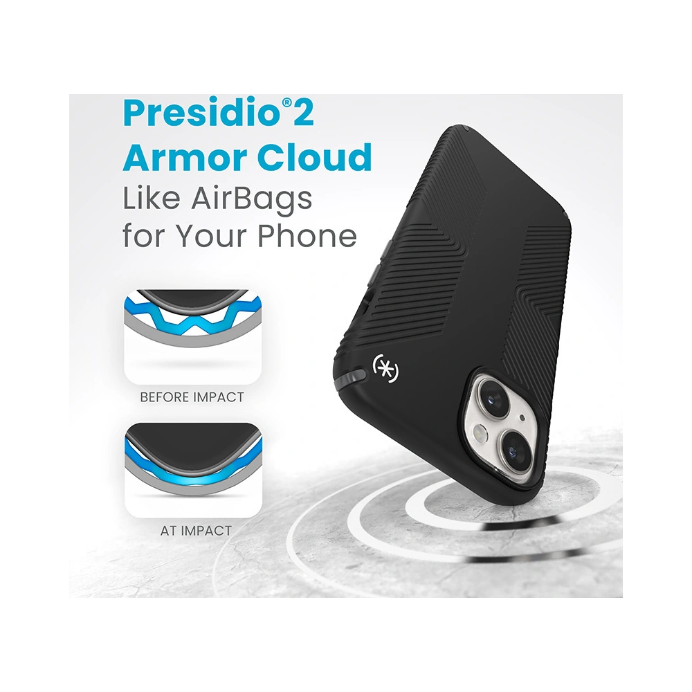 Etui Speck Presidio2 Grip MagSafe Apple iPhone 15 Plus / 14 Plus (Black/Slate Grey/White)