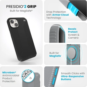Etui Speck Presidio2 Grip MagSafe Apple iPhone 15 Plus / 14 Plus (Black/Slate Grey/White)