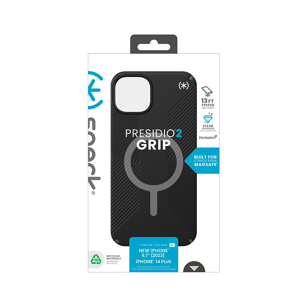 Etui Speck Presidio2 Grip MagSafe Apple iPhone 15 Plus / 14 Plus (Black/Slate Grey/White)