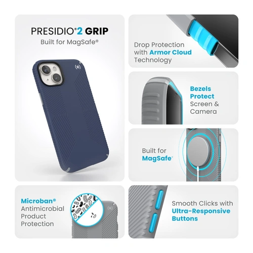 Kup Etui Speck Presidio2 Grip MagSafe Apple iPhone 15 Plus / 14 Plus (Coastal Blue/Dustgrey/White) - SPK509 - {ean13} - Sklep Home Screen