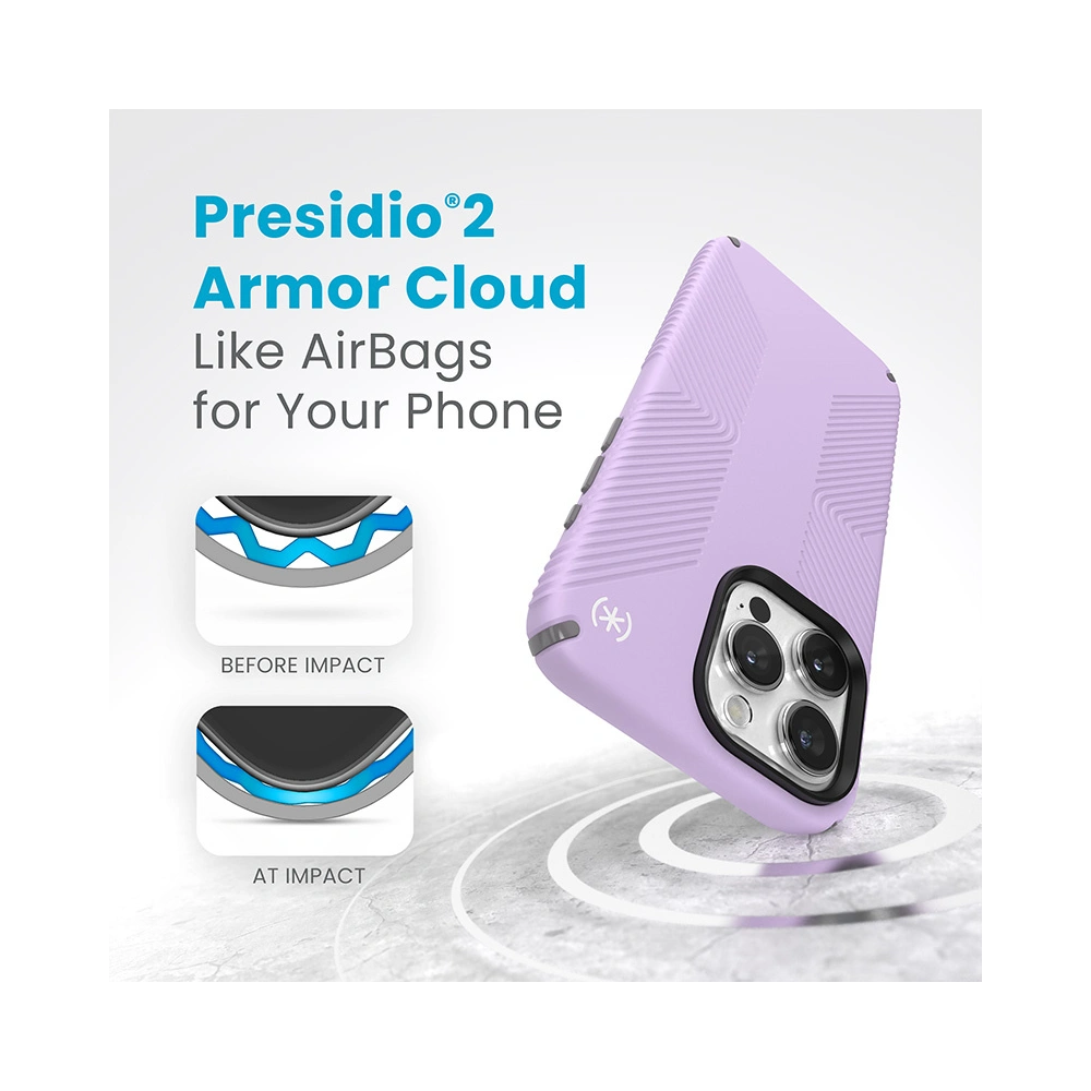 Etui Speck Presidio2 Grip MagSafe Apple iPhone 15 Pro Max (Spring Purple/Cloudy Grey/White)