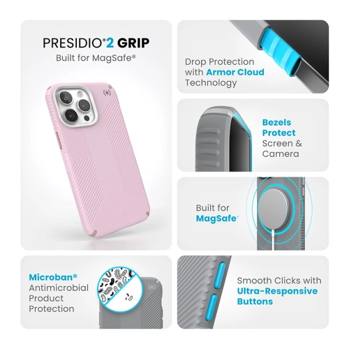 Kup Etui Speck Presidio2 Grip MagSafe Apple iPhone 15 Pro Max (Puha Levendula/Fakadó Rózsa/Rózsaszín Piros) - SPK513 - {ean13} - Sklep Home Screen