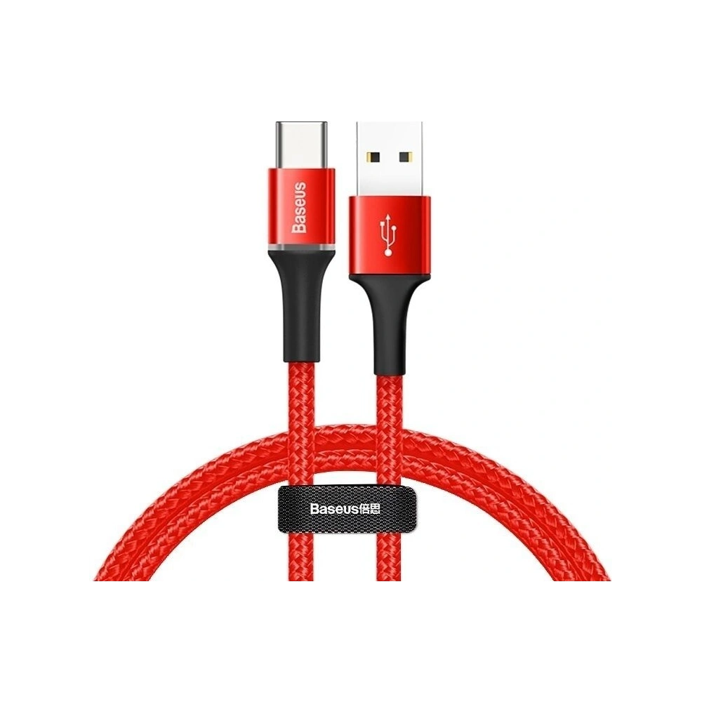 Kabel USB-C z podświetleniem LED Baseus Halo 3A 0,5m (czerwony)