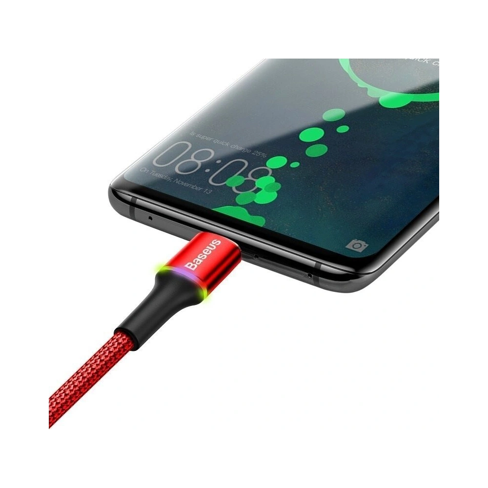 Kabel USB-C z podświetleniem LED Baseus Halo 3A 0,5m (czerwony)