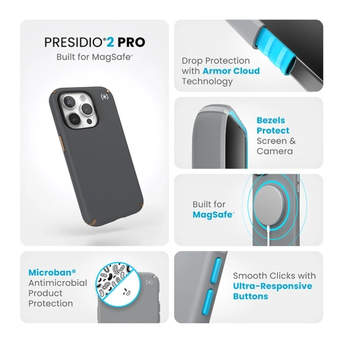 Kup Etui Speck Presidio2 Pro MagSafe Apple iPhone 15 Pro (Charcoal Grey/Cool Bronze/White) - SPK519 - {ean13} - Sklep Home Screen