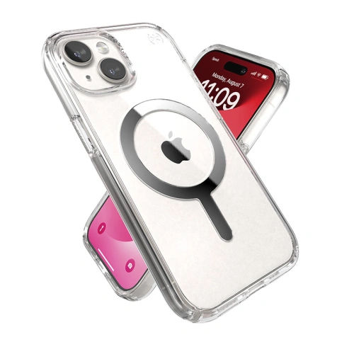 Buy Speck Presidio Perfect-Clear MagSafe Apple iPhone 15 (Clear/Chrome Finish/Serene Silver) - SPK522 - {ean13} - Home Screen Store Europe