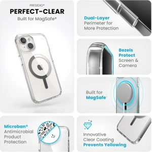 Kup Etui Speck Presidio Perfect-Clear MagSafe Apple iPhone 15 (Clear/Chrome Finish/Serene Silver) - SPK522 - {ean13} - Sklep Home Screen