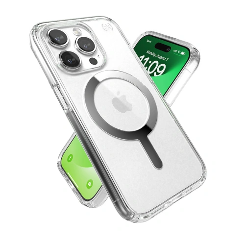 Buy Speck Presidio Perfect-Clear MagSafe Apple iPhone 15 Pro Max (Clear/Chrome Finish/Serene Silver) - SPK523 - {ean13} - Home Screen Store Europe