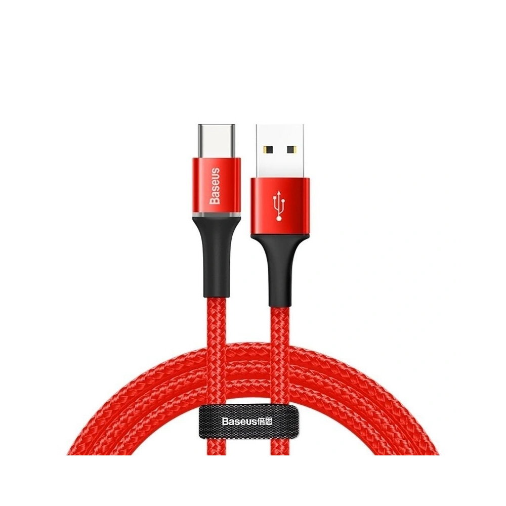 Kabel USB-C z podświetleniem LED Baseus Halo 3A 1m (czerwony)