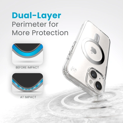Kup Etui Speck Presidio Perfect-Clear ClickLock MagSafe Apple iPhone 15 (Clear/Chrome Finish/Serene Silver) - SPK525 - {ean13} - Sklep Home Screen