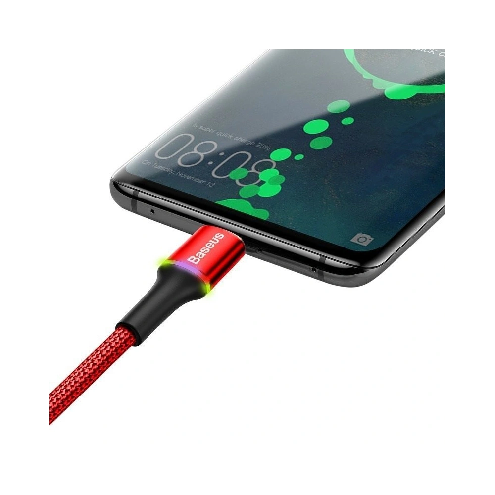 Kabel USB-C z podświetleniem LED Baseus Halo 3A 1m (czerwony)