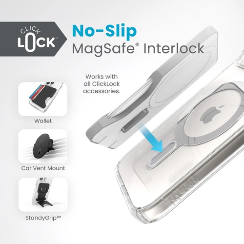 Buy Speck Presidio Perfect-Clear ClickLock MagSafe Apple iPhone 15 (Clear/Chrome Finish/Serene Silver) - SPK525 - {ean13} - Home Screen Store Europe
