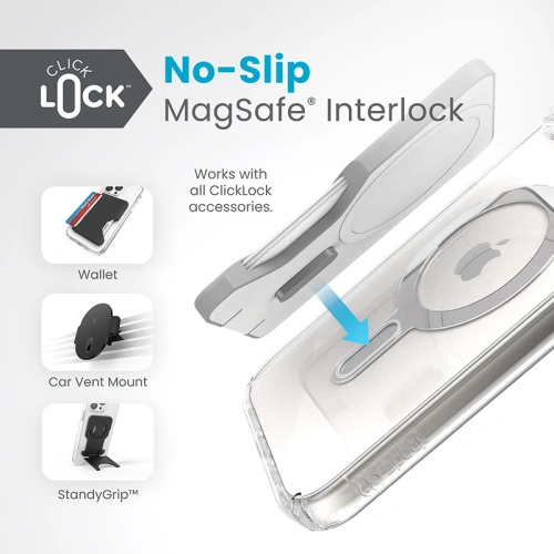 Kup Case Speck Presidio Perfect-Clear ClickLock MagSafe Apple iPhone 15 Plus / 14 Plus (Klar/Chrom-Finish/Serene Silber) - SPK527 - {ean13} - Sklep Home Screen