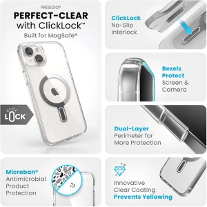 Kup Etui Speck Presidio Perfect-Clear ClickLock MagSafe Apple iPhone 15 Plus / 14 Plus (Clear/Chrome Finish/Serene Silver) - SPK527 - {ean13} - Sklep Home Screen