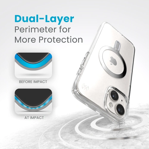 Kup Speck Apple Carcasă Presidio Perfect-Clear ClickLock MagSafe iPhone 15 Plus / 14 Plus (Transparent/Finisaj cromat/Serene Silver) - SPK527 - {ean13} - Sklep Home Screen