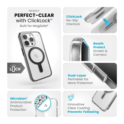 Kup Etui Speck Presidio Perfect-Clear ClickLock MagSafe Apple iPhone 15 Pro (Clear/Frosted Black/Slate Grey) - SPK529 - {ean13} - Sklep Home Screen