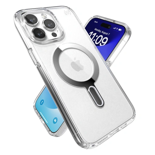 Kup Etui Speck Presidio Perfect-Clear ClickLock MagSafe Apple iPhone 15 Pro Max (Clear/Chrome Finish/Serene Silver) - SPK530 - {ean13} - Sklep Home Screen