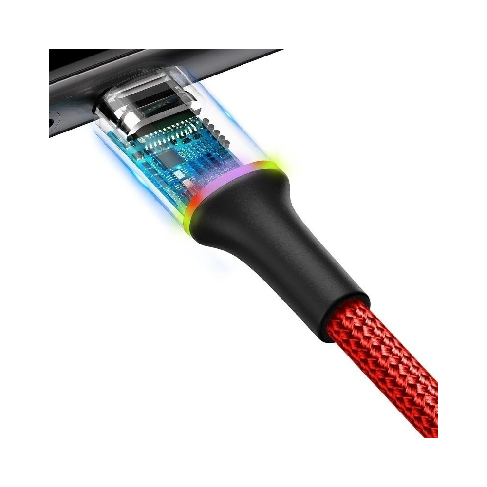Kabel USB-C z podświetleniem LED Baseus Halo 2A 2m (czerwony)